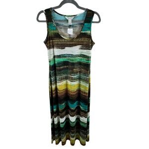 Christopher & Banks NWT Sleeveless Scoop Neck Shimmery Stretchy Maxi Dress Sz S